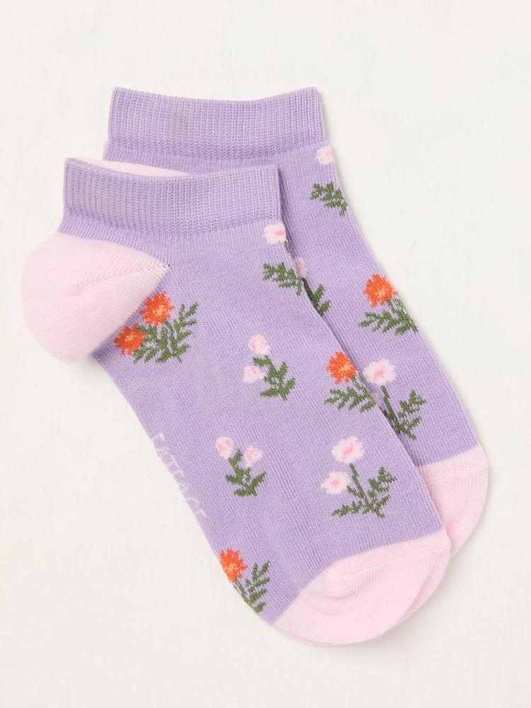 Fat Face Lilac Purple Floral Trainer Socks