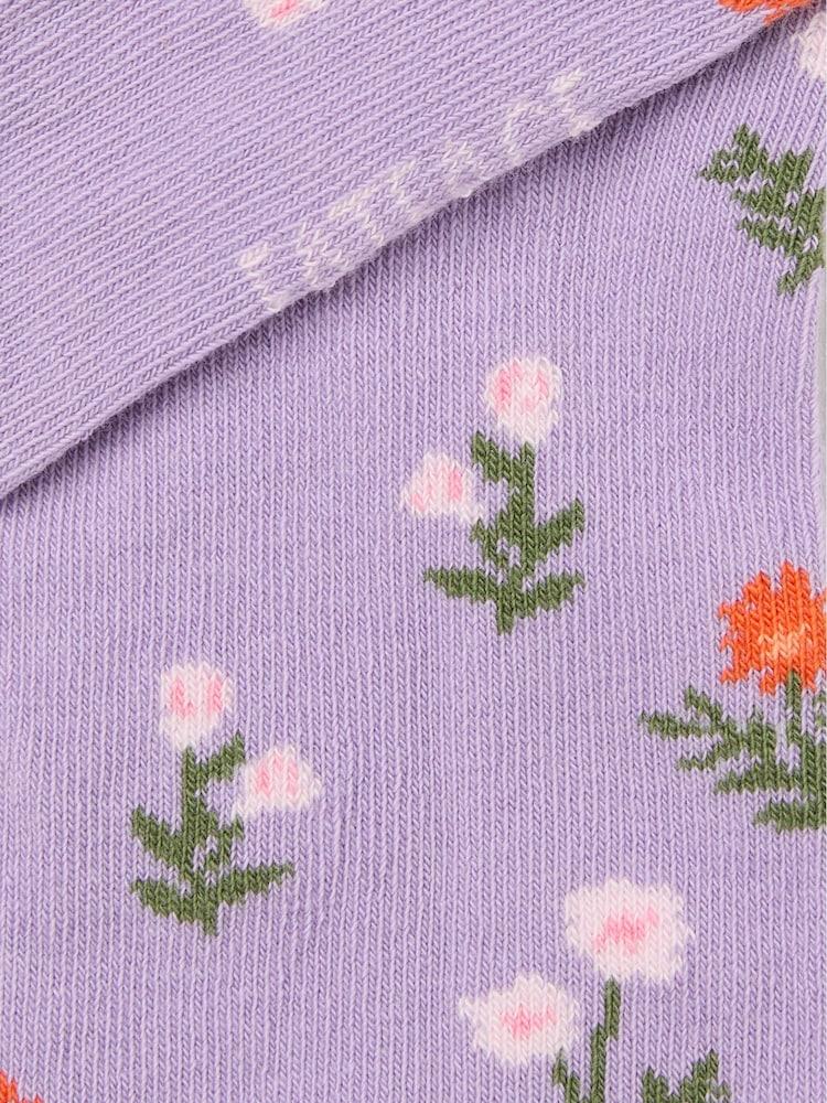 Fat Face Lilac Purple Floral Trainer Socks