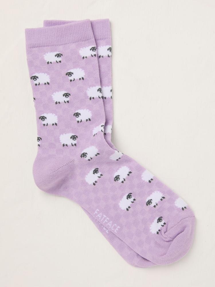Fat Face Lilac Purple Sheep Socks