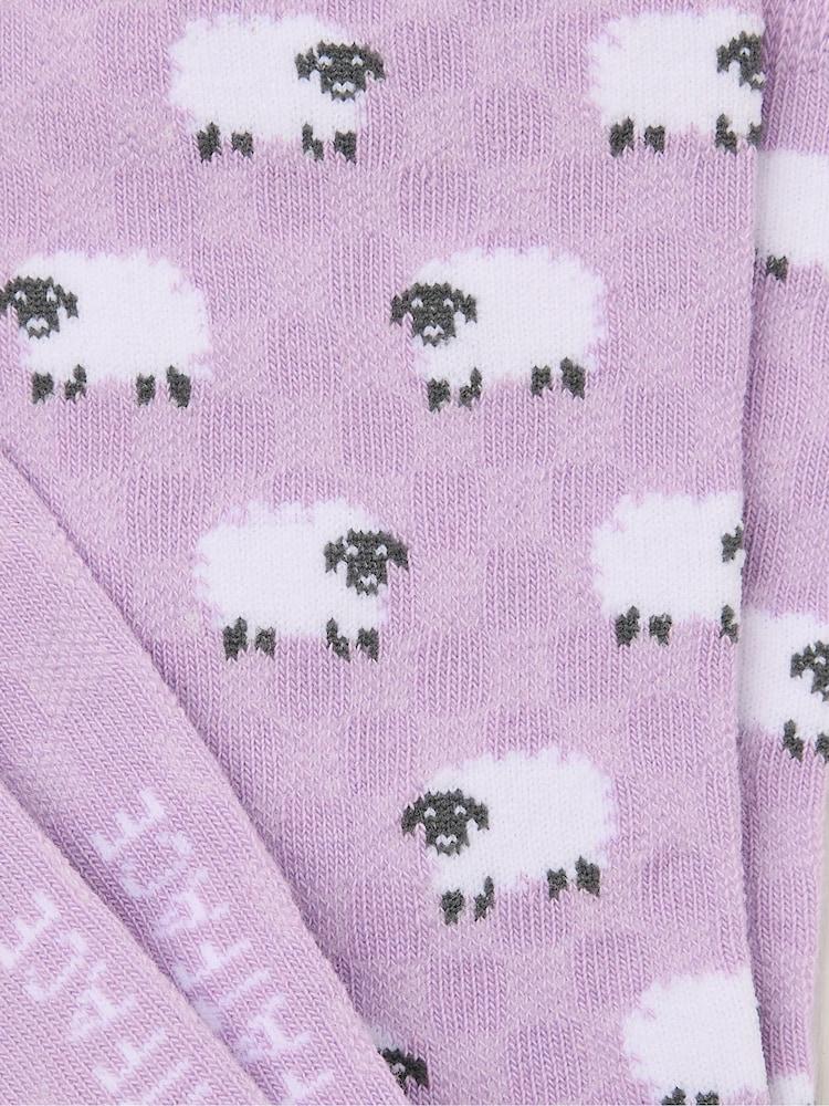 Fat Face Lilac Purple Sheep Socks