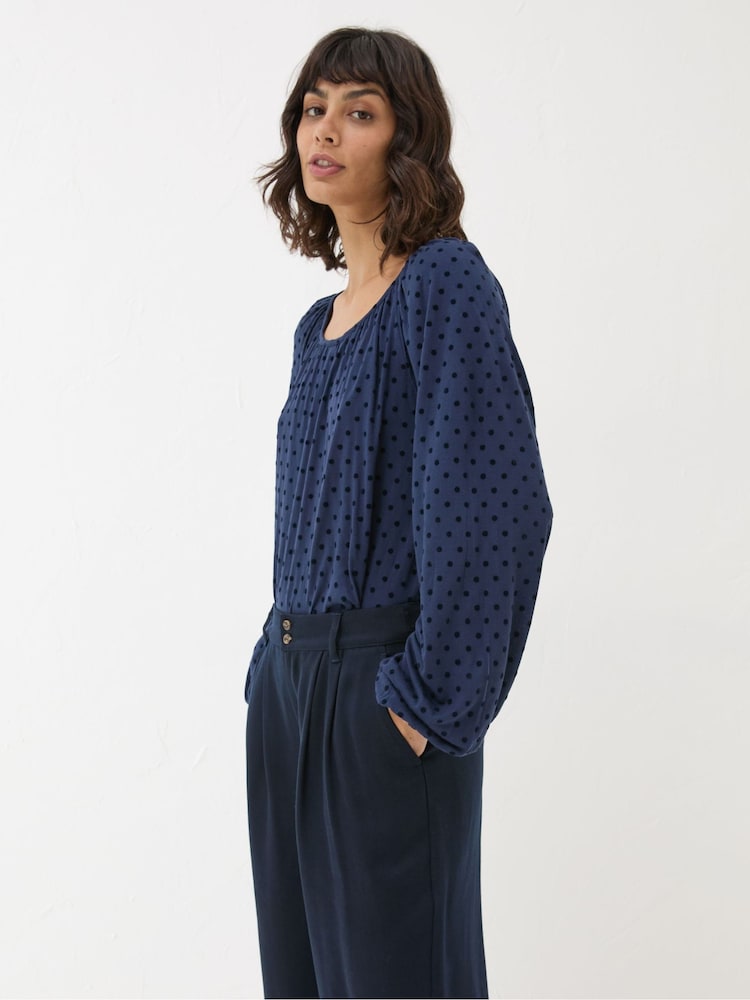 Fat Face Lily Blue Navy Spot Top