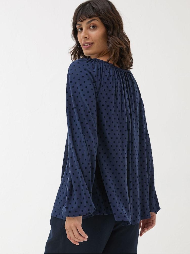 Fat Face Lily Blue Navy Spot Top