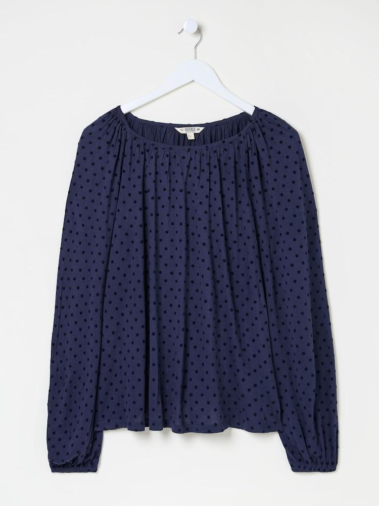 fat face Lily Blue Navy Spot Top