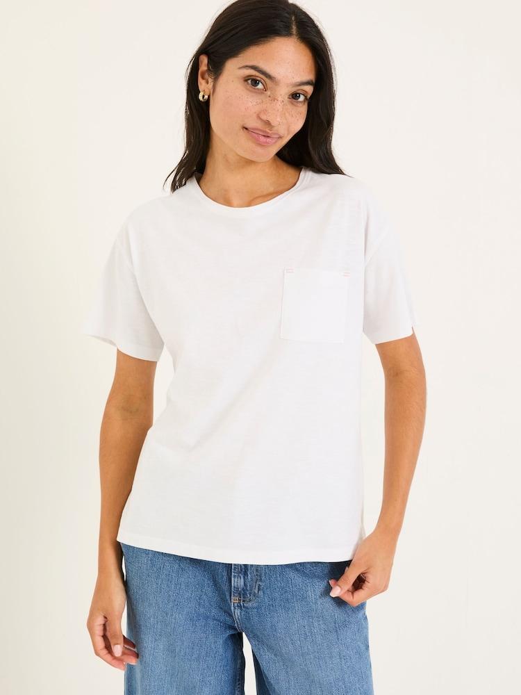 Fat Face Lily White 100% Cotton T-Shirt