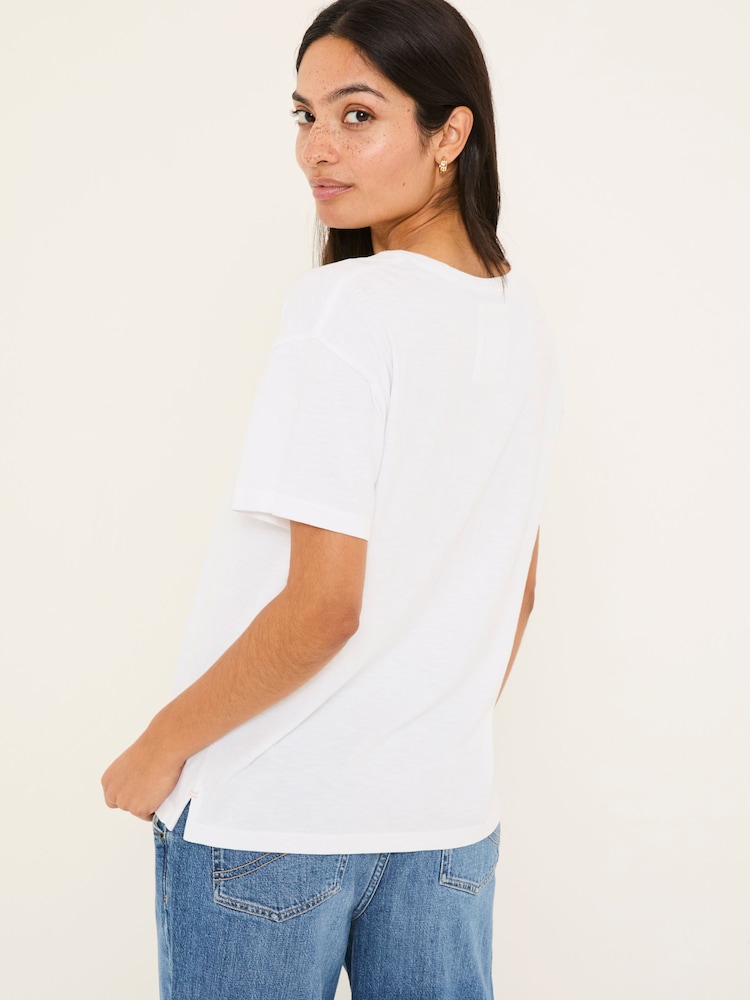 Fat Face Lily White 100% Cotton T-Shirt