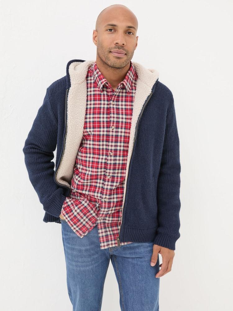 Fat Face Linton Navy Knitted Zip Hoodie
