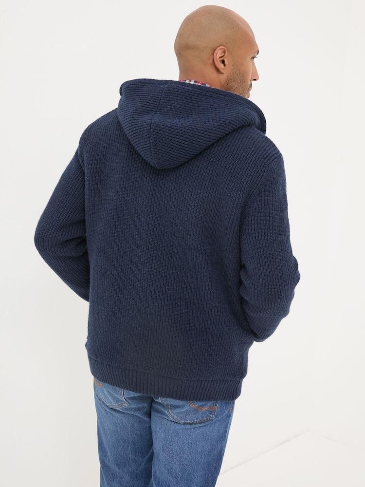 Fat Face Linton Navy Knitted Zip Hoodie