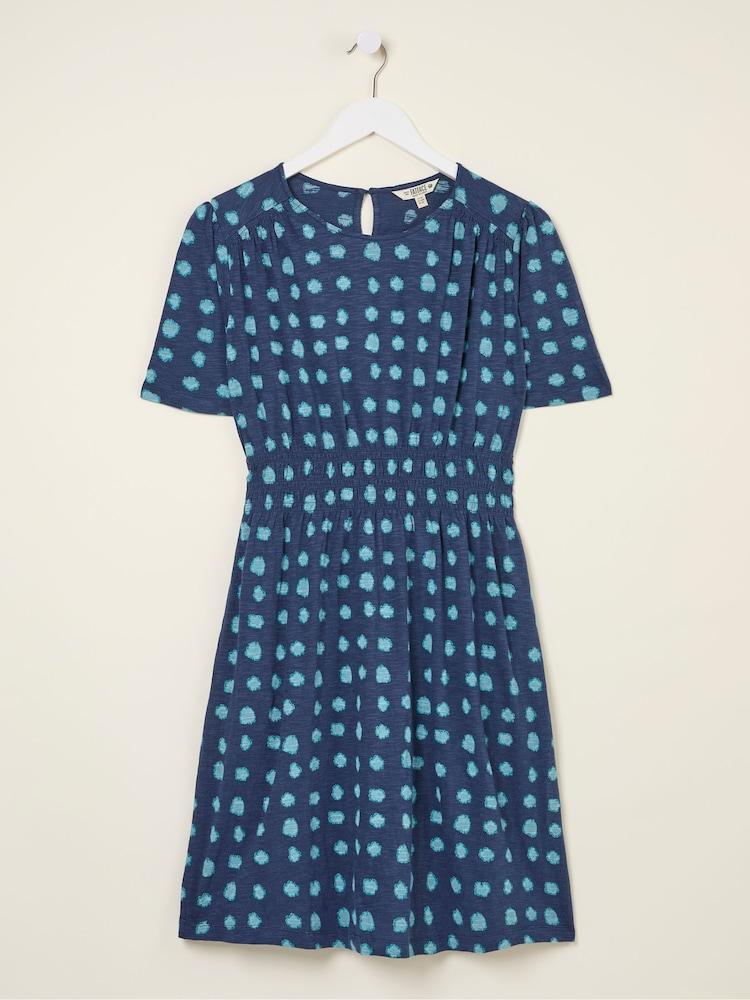 fat face Liv Indigo Blue Mini Spot Jersey Dress