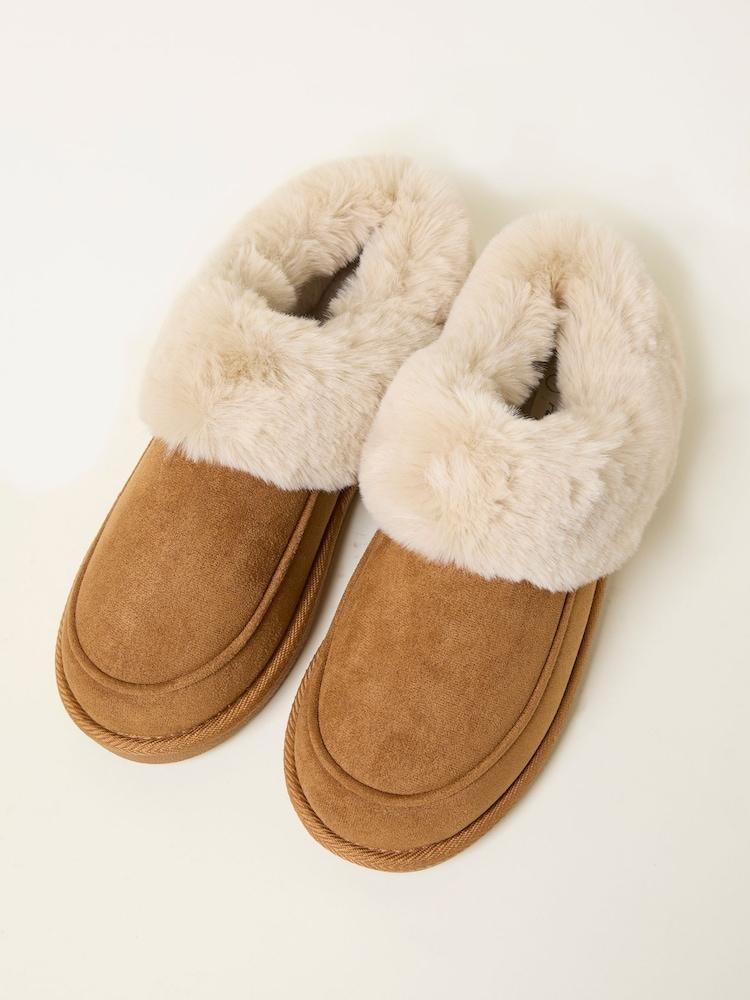 Fat Face Lizzie Taupe Boot Slipper