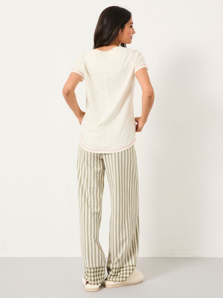 Fat Face Lola Green Metallic Stripe Pyjama Bottoms