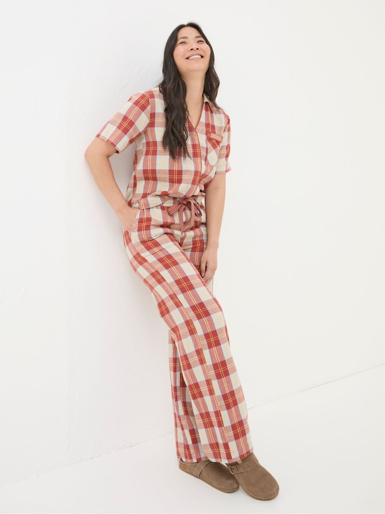 Fat Face Lola Red Multi Check Pyjama Bottoms