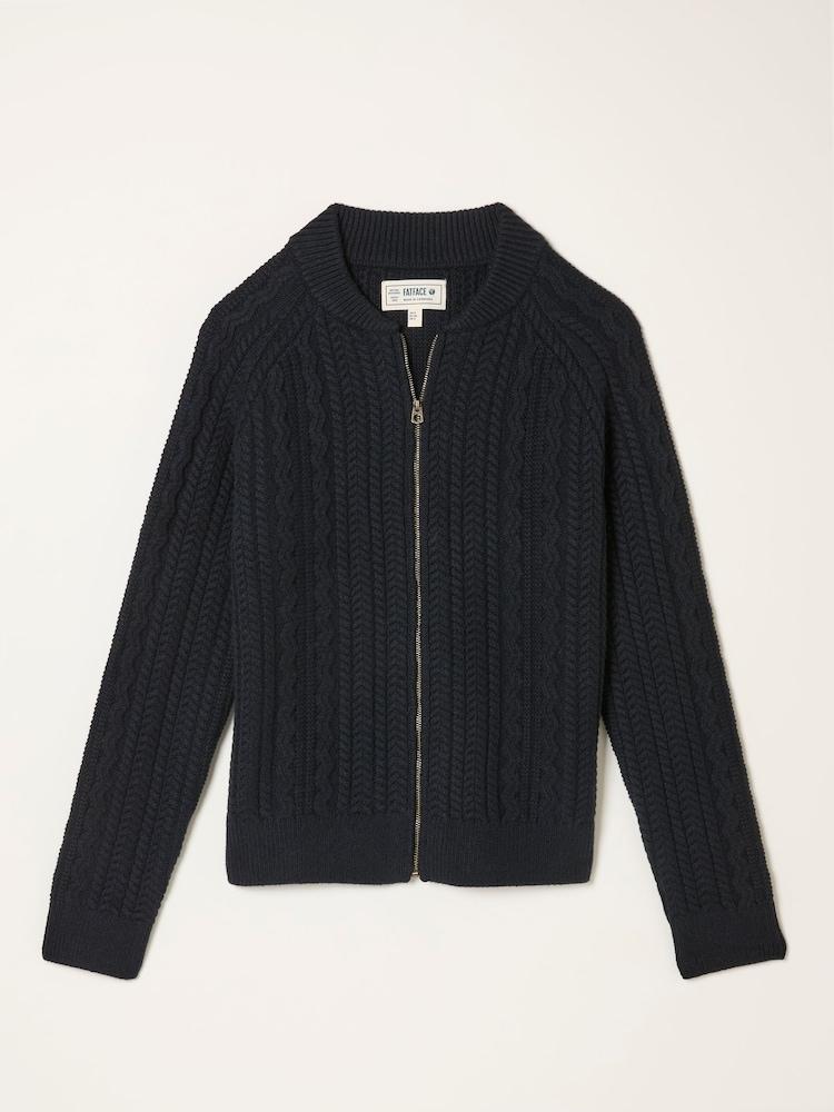 fat face Loren Black Knitted Cable Bomber