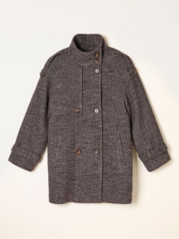 fat face Lottie Brown Wool Blend Coat