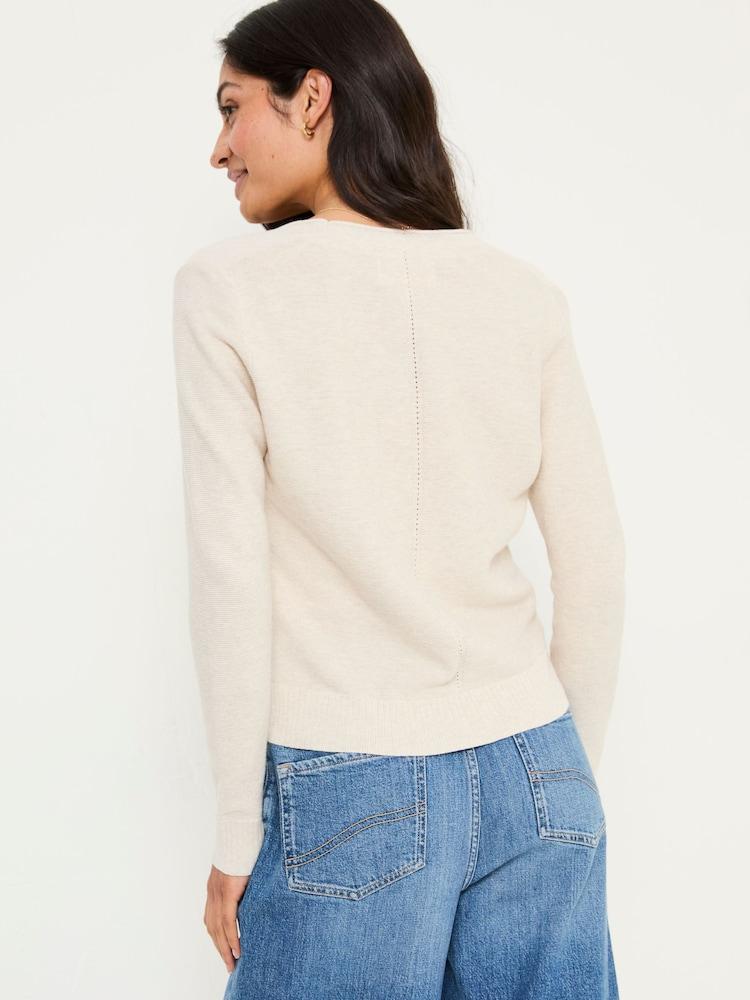 Fat Face Lucia Ivory V-Neck Knitted Cardigan