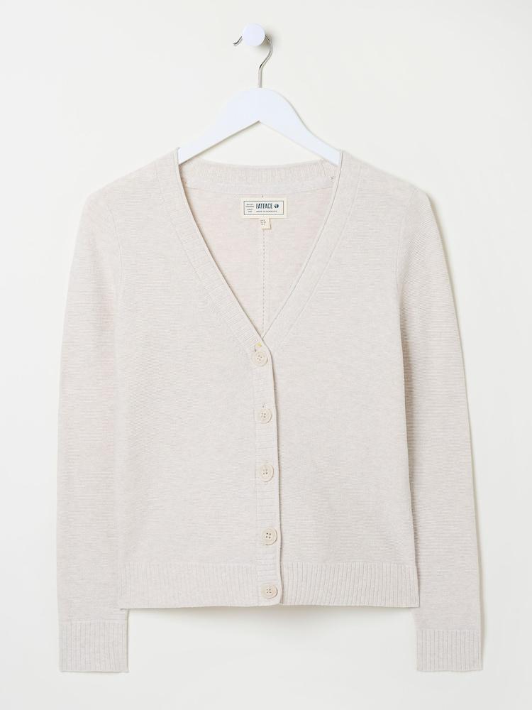 fat face Lucia Ivory V-Neck Knitted Cardigan