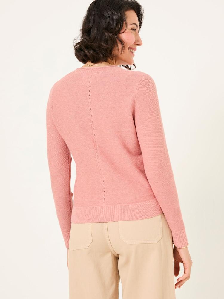 Fat Face Lucia Rose Pink V-Neck Knitted Cardigan