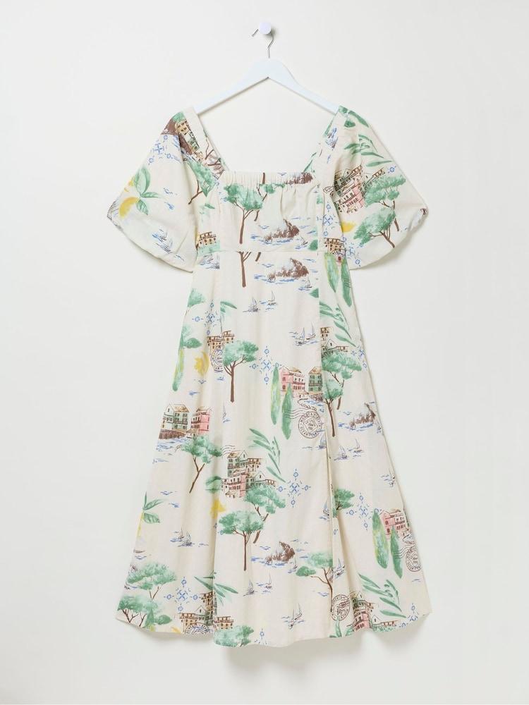 fat face Lucie Natural Postcard Midi Dress