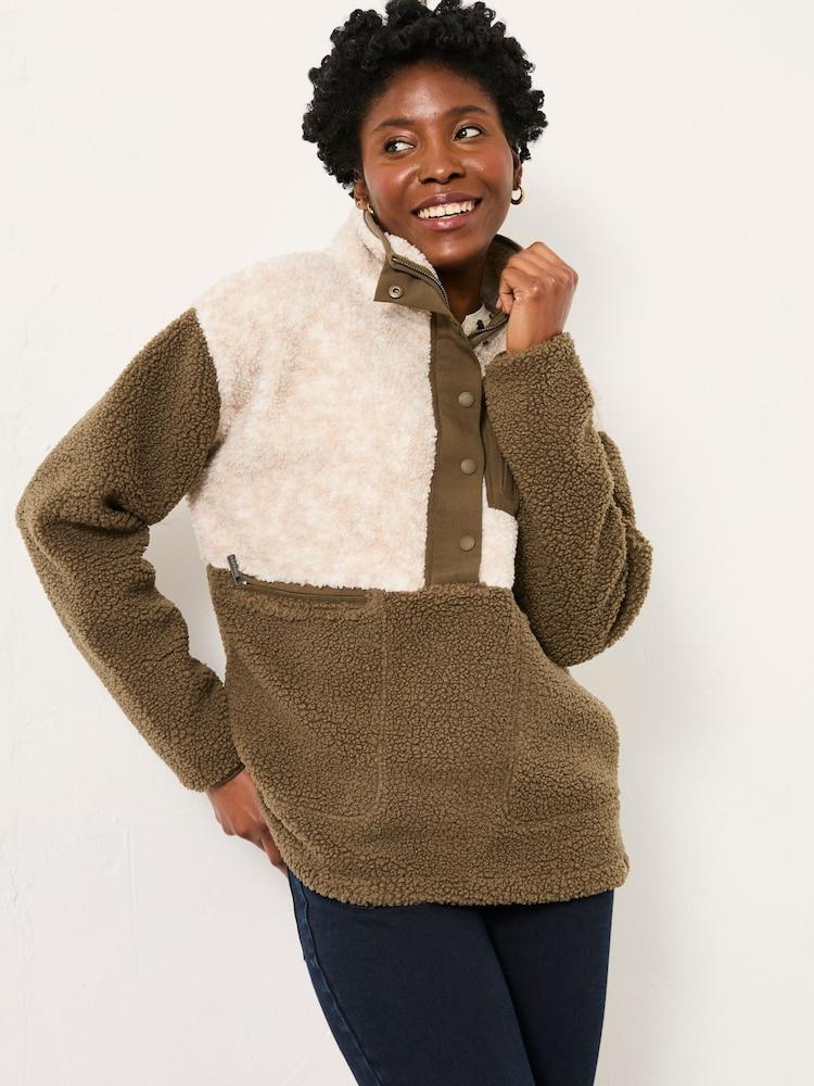 Fat Face Lucy Olive Green Colour Block Fleece