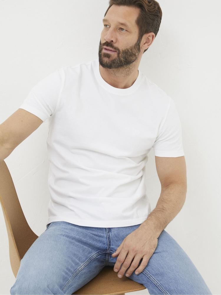 Fat Face Lulworth White 100% Cotton Crew T-Shirt