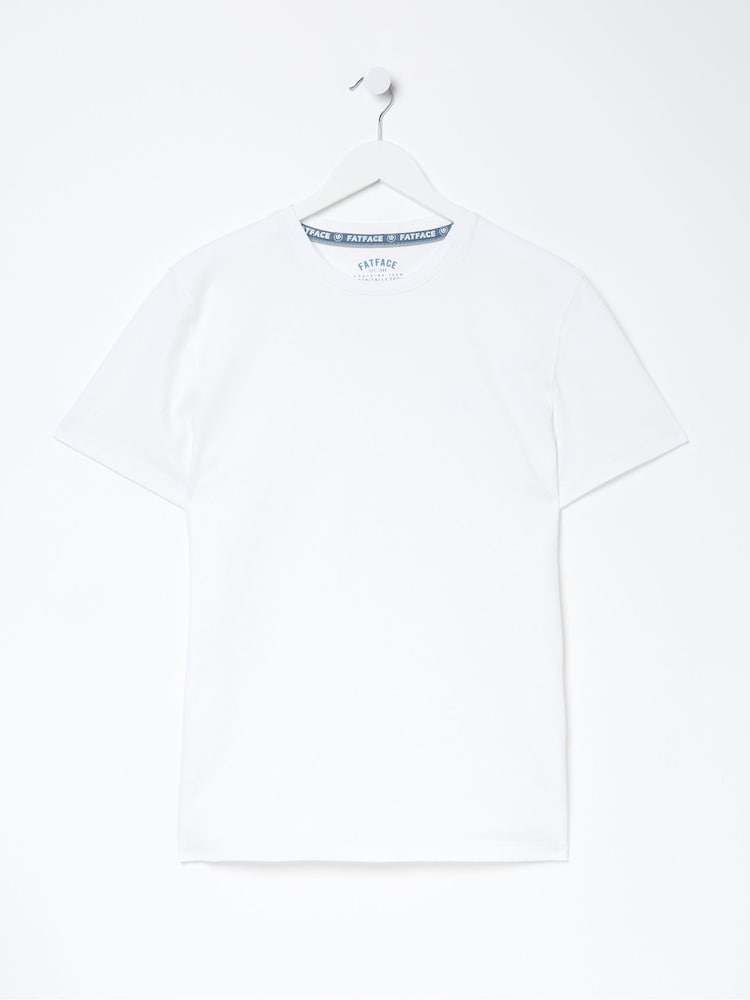Fat Face Lulworth White 100% Cotton Crew T-Shirt