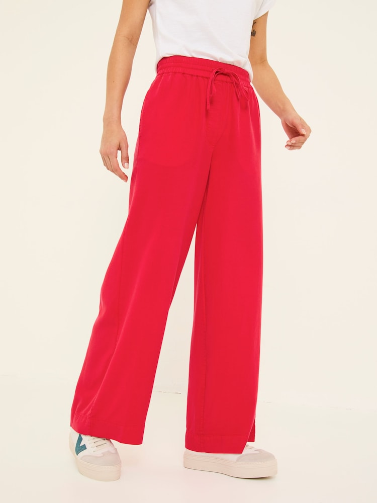 Fat Face Luna Bright Red Wide Leg Trousers