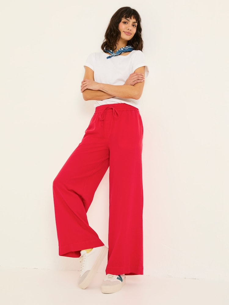 Fat Face Luna Bright Red Wide Leg Trousers