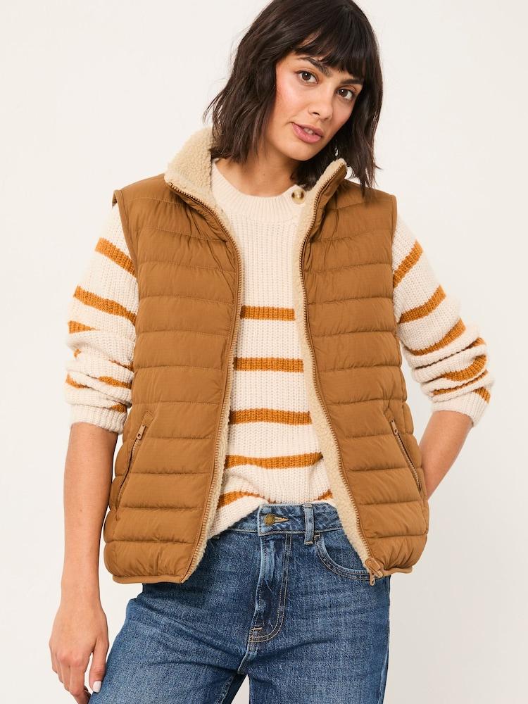 Fat Face Luna Tan Brown Reversible Gilet