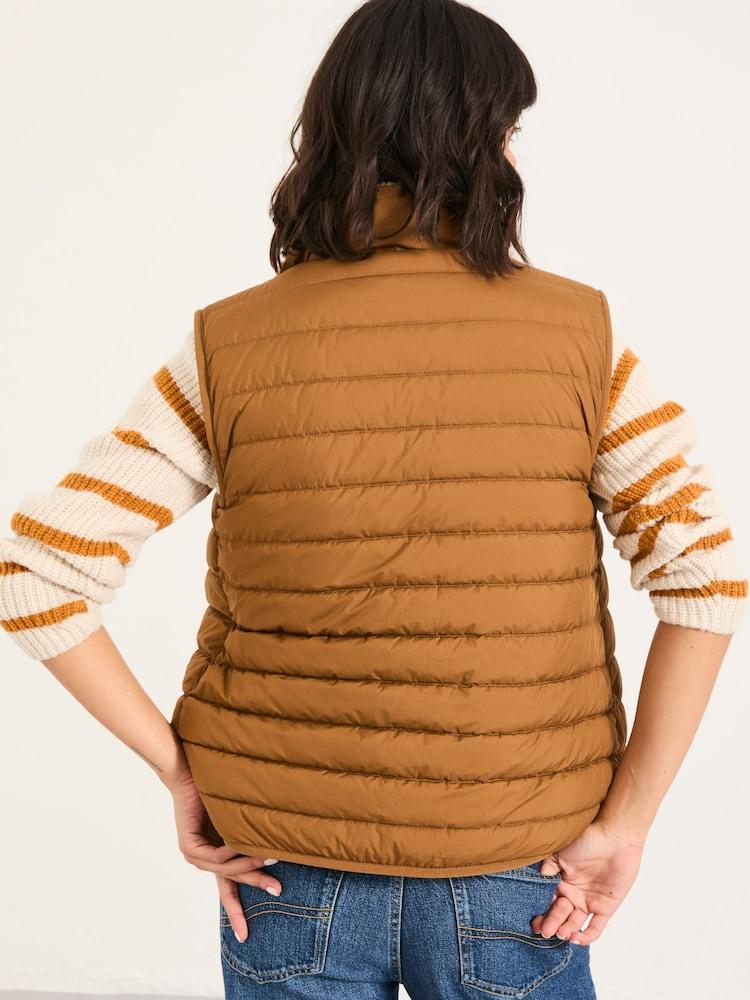 Fat Face Luna Tan Brown Reversible Gilet