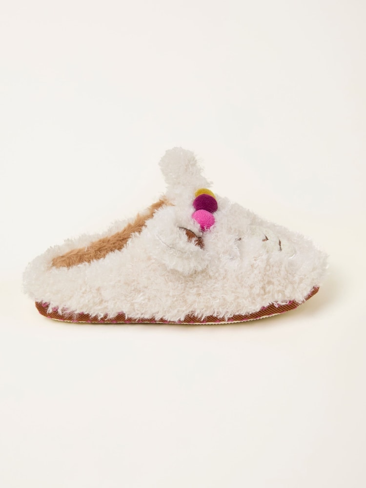 Fat Face Lydia Ivory Llama Slipper
