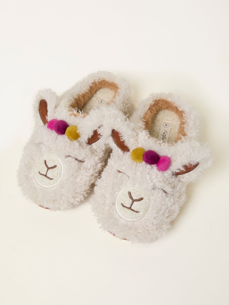 Fat Face Lydia Ivory Llama Slipper