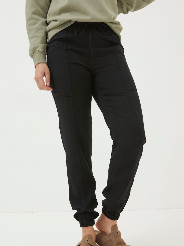 Fat Face Lyme Black Cargo Cuffed Joggers
