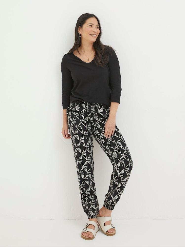 Fat Face Lyme Black Mono Geo Trousers