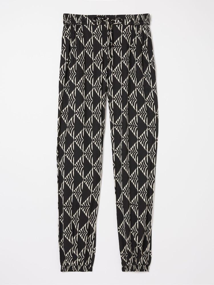 fat face Lyme Black Mono Geo Trousers