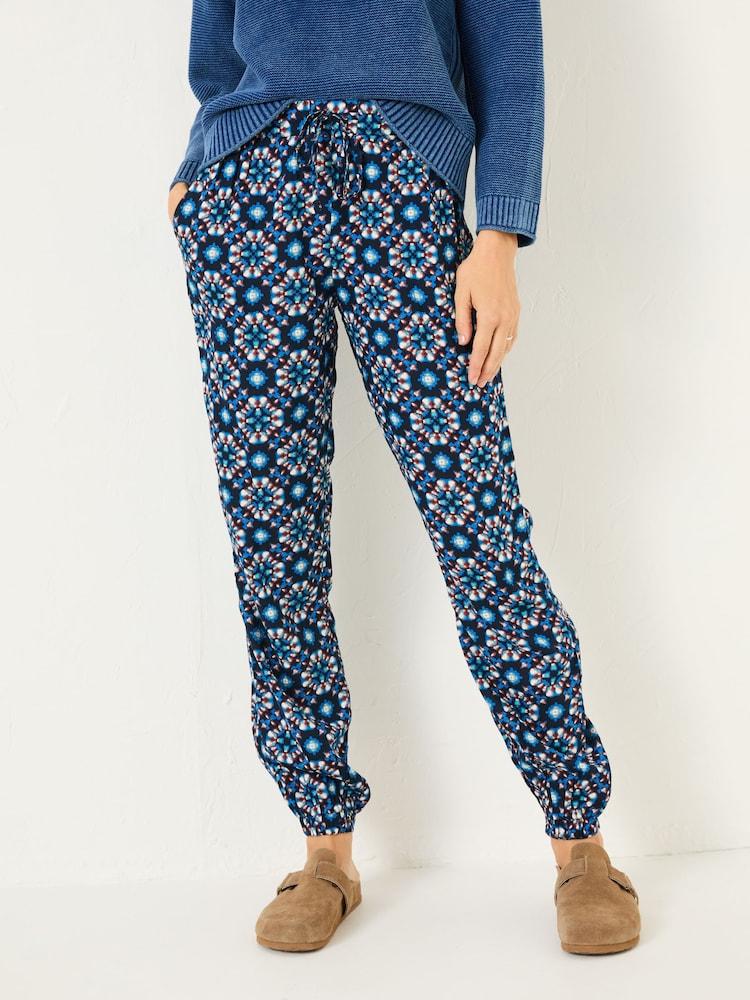 Fat Face Lyme Blue Batik Geo Cuffed Jogger