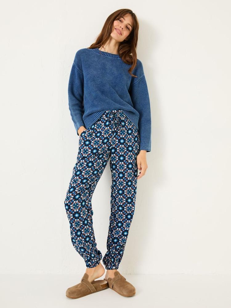 Fat Face Lyme Blue Batik Geo Cuffed Jogger