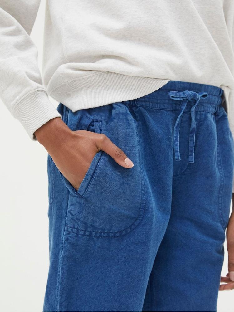fat face Lyme Blue Linen Blend Joggers