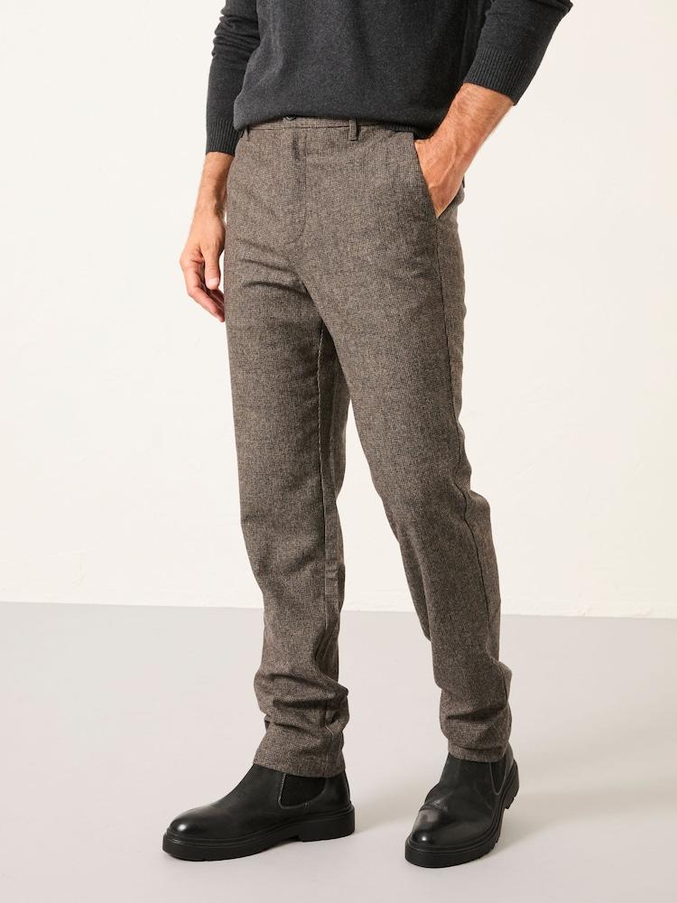 Fat Face Lyme Brown Tailored Fit Wool Mix Trousers