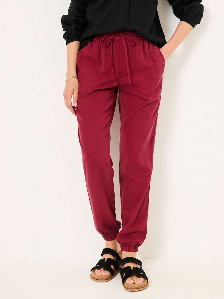 Fat Face Lyme Burgundy Red Cuffed Joggers