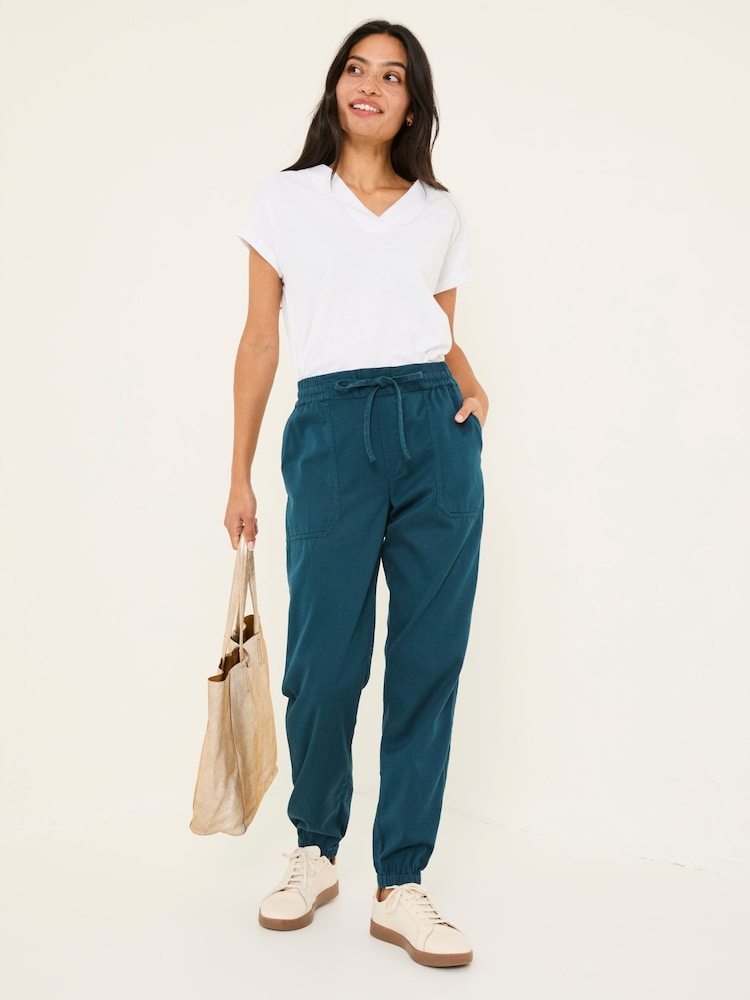 Fat Face Lyme Teal Blue Cuffed Joggers