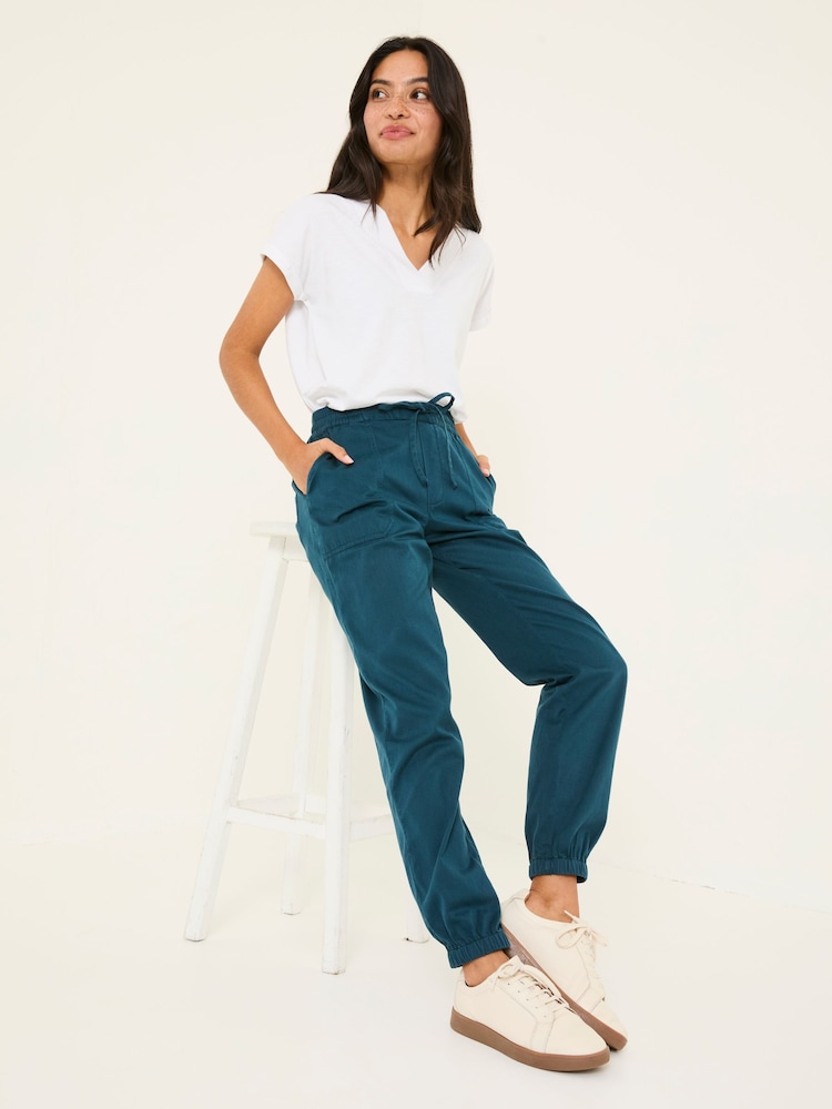 Fat Face Lyme Teal Blue Cuffed Joggers