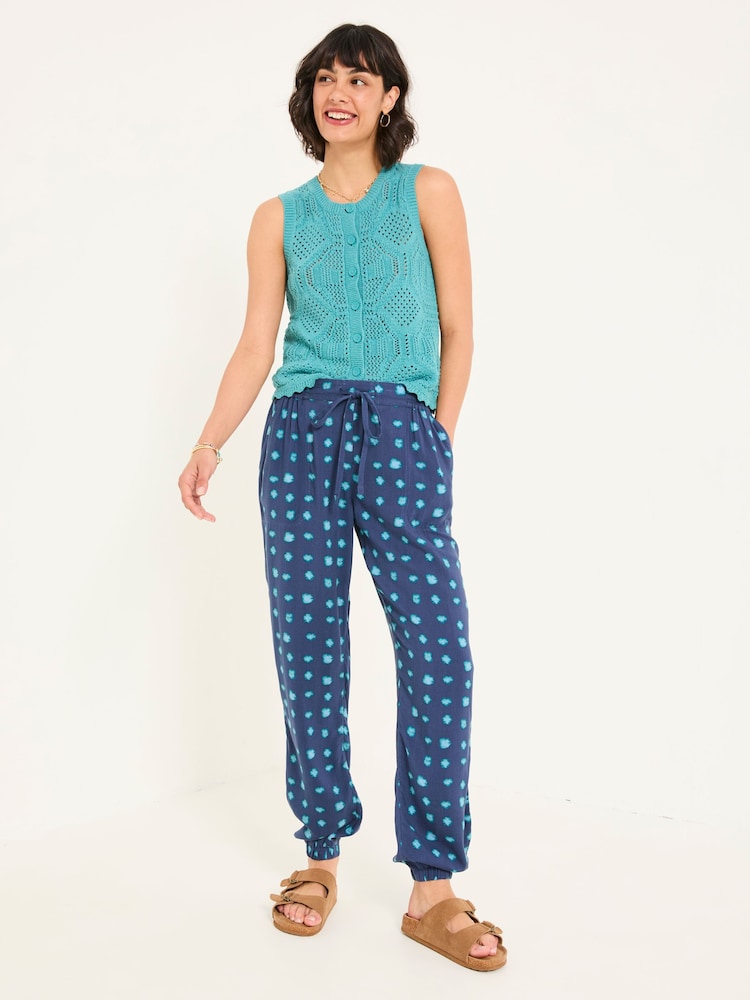 Fat Face Lyme Teal Blue Mini Spot Cuffed Joggers