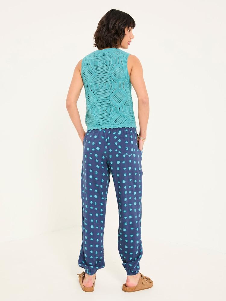 Fat Face Lyme Teal Blue Mini Spot Cuffed Joggers