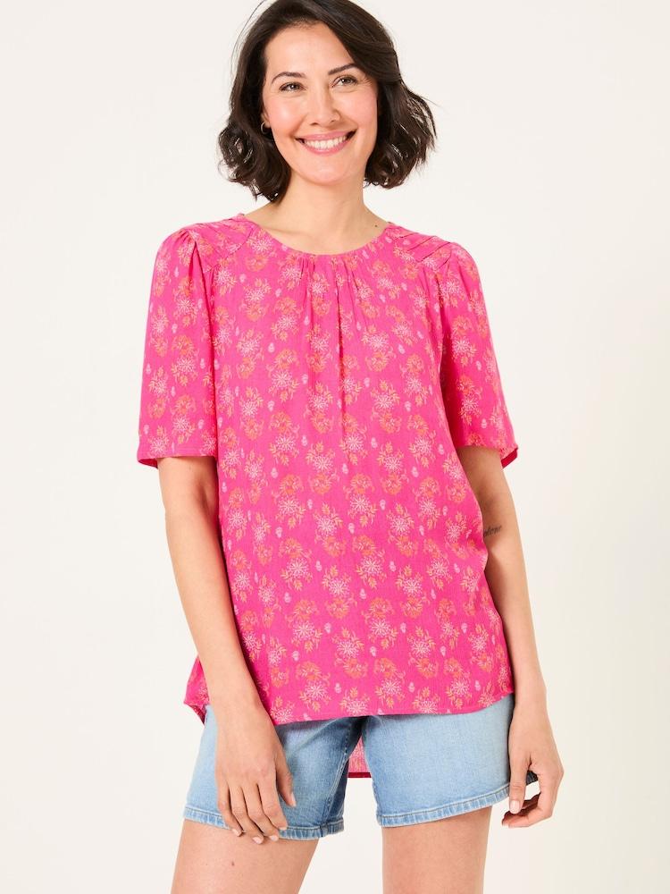 Fat Face Lyndy Mid Pink Floral Block Blouse