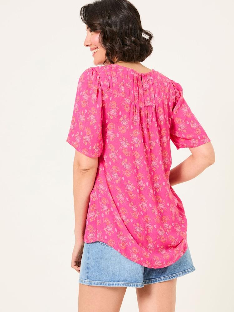 Fat Face Lyndy Mid Pink Floral Block Blouse