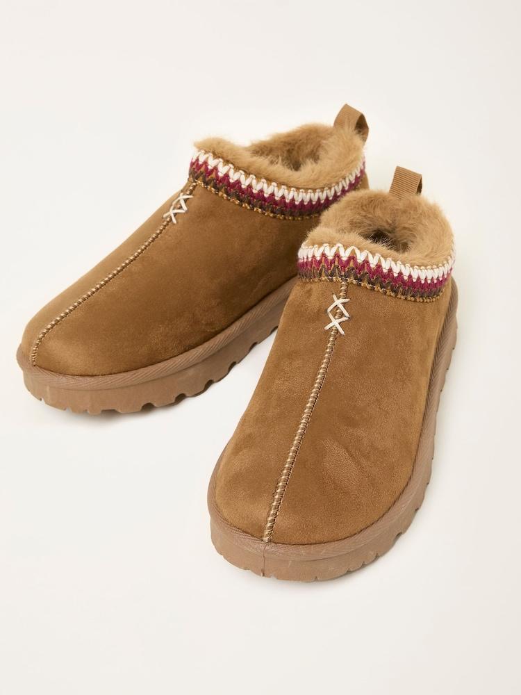 Fat Face Lyra Tan Brown Mule Slipper