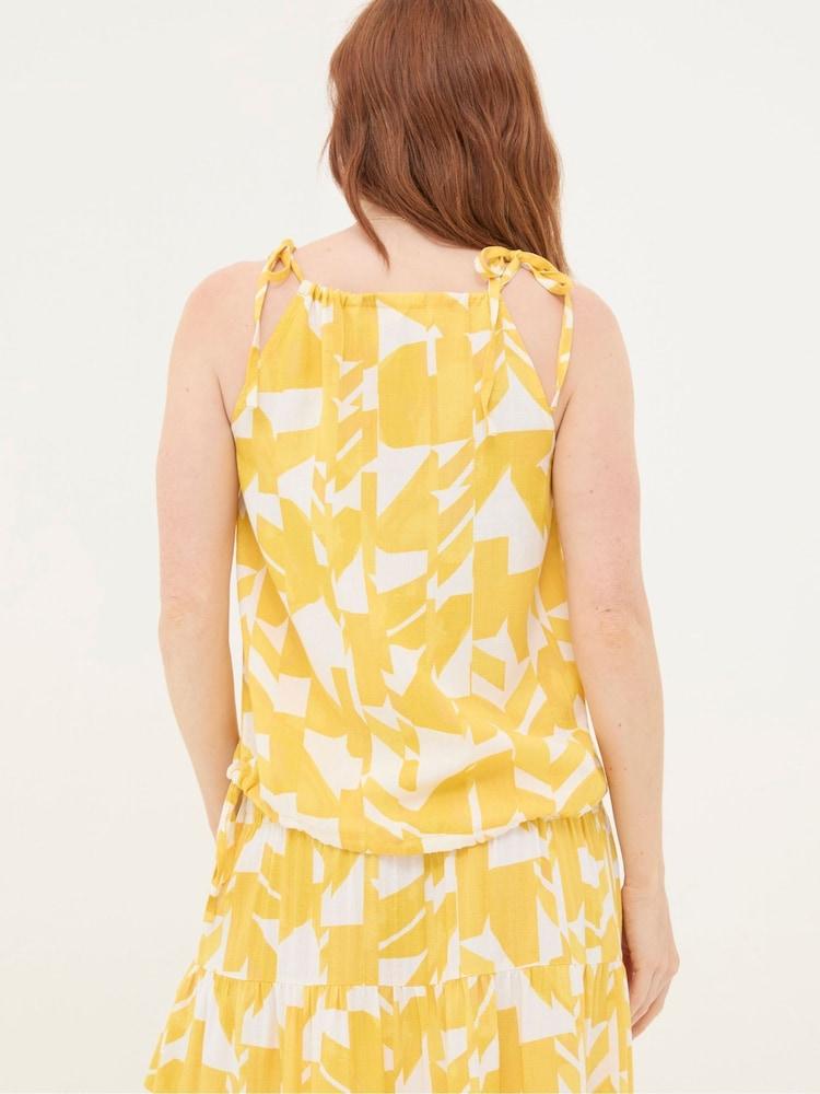 Fat Face Lyra Yellow Med Geo Cotton/Linen Mix Cami
