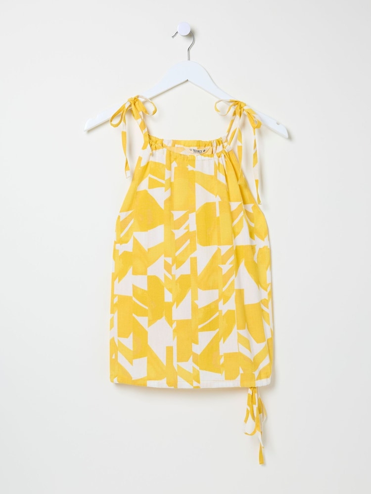 fat face Lyra Yellow Med Geo Cotton/Linen Mix Cami