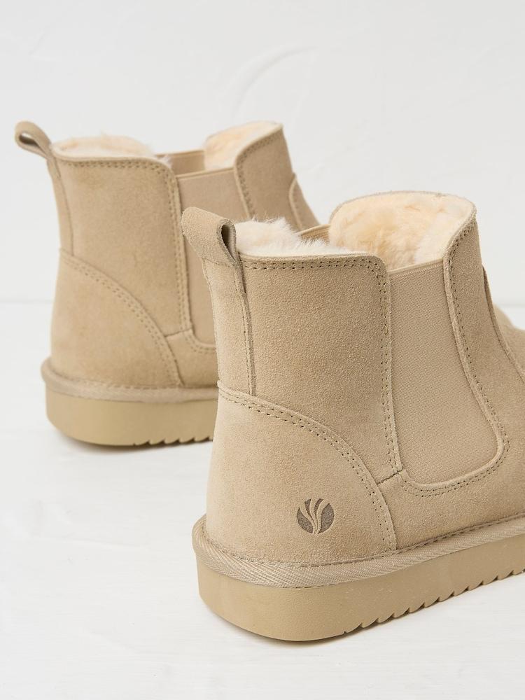 fat face Mabel Light Natural Suede Slipper Boots