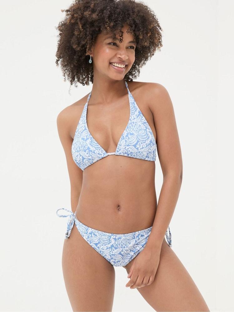 Fat Face Maci Blue Damask Floral Bikini Top