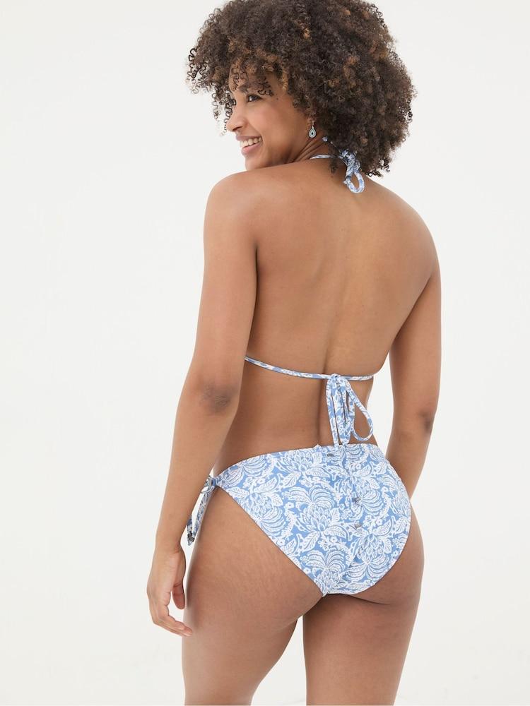 Fat Face Maci Blue Damask Floral Bikini Top